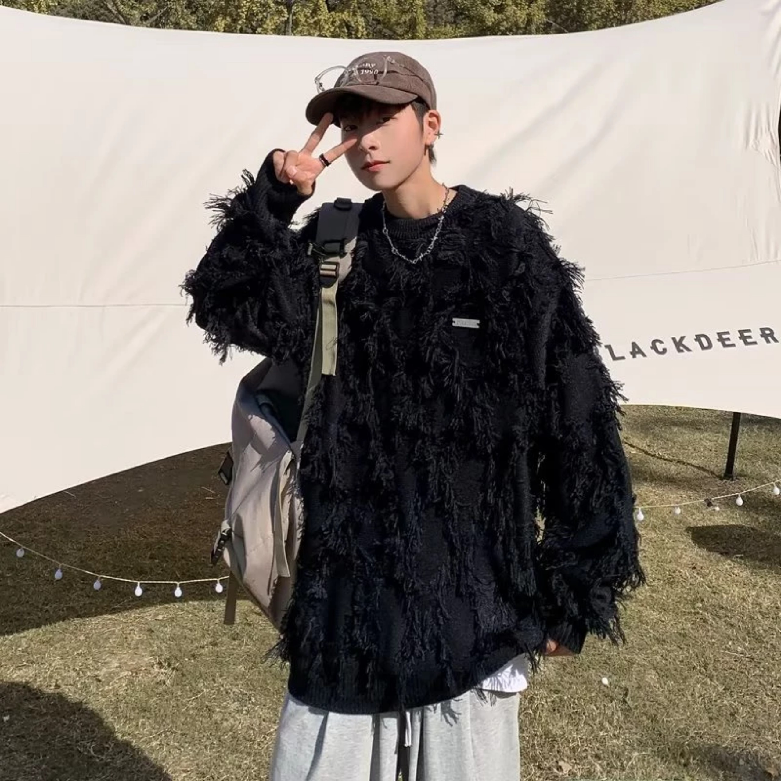 Áo Sweater cổ tròn phối Tua Rua thời trang nam nữ áo len Tua Rua