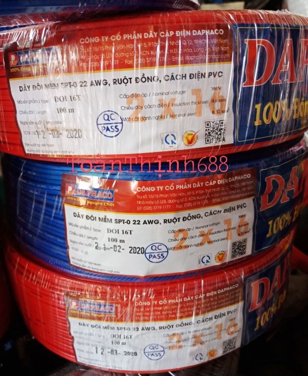 Dây điện đôi 2x16 Daphaco 100mét dây điện đôi mềm