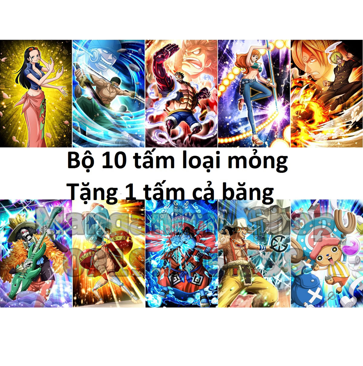 Bộ 10 tấm tranh poster áp phihs băng Mũ rơm Onepiece loại mỏng - onepiece poster