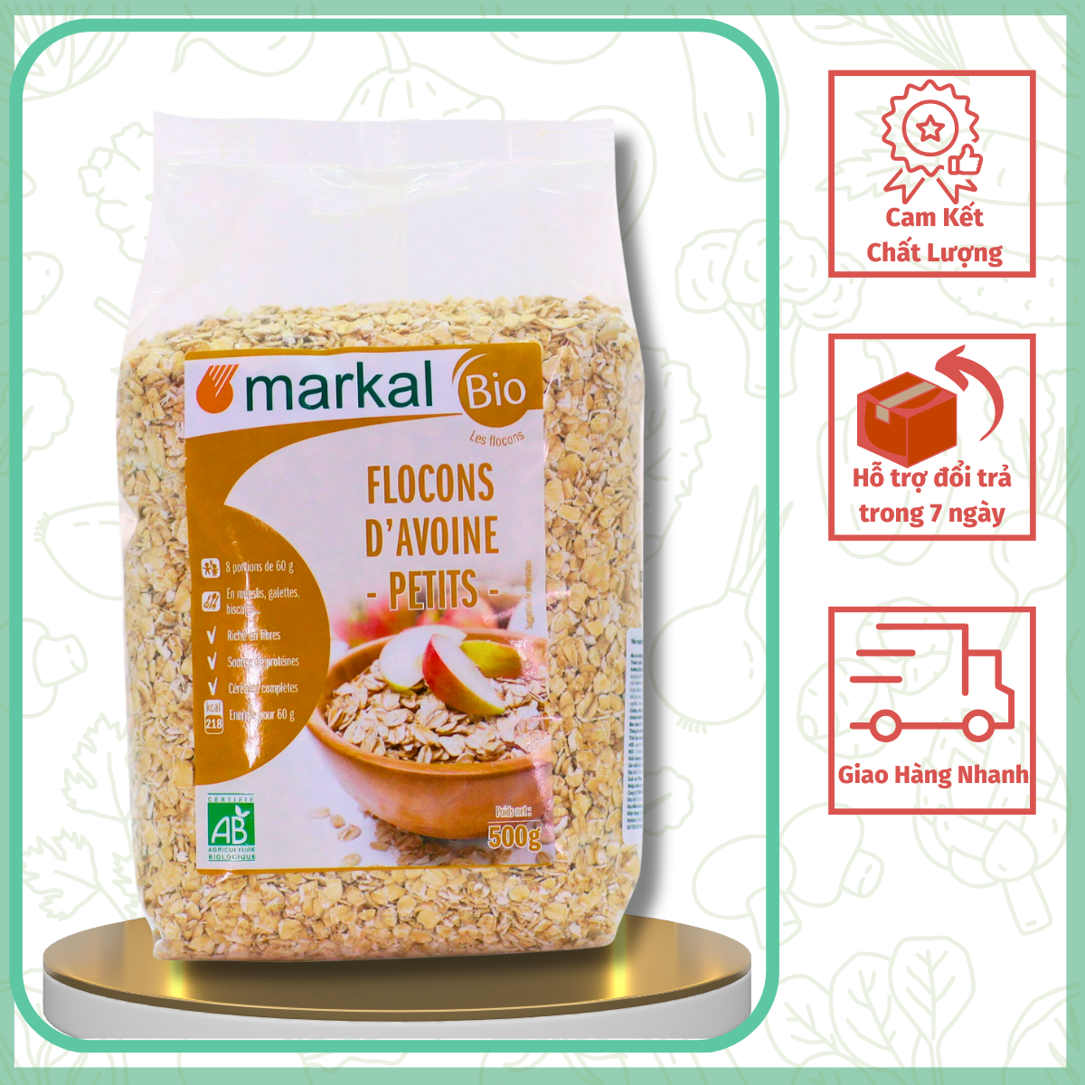 Yến Mạch Cán Mỏng Hữu Cơ Markal 500g của Pháp