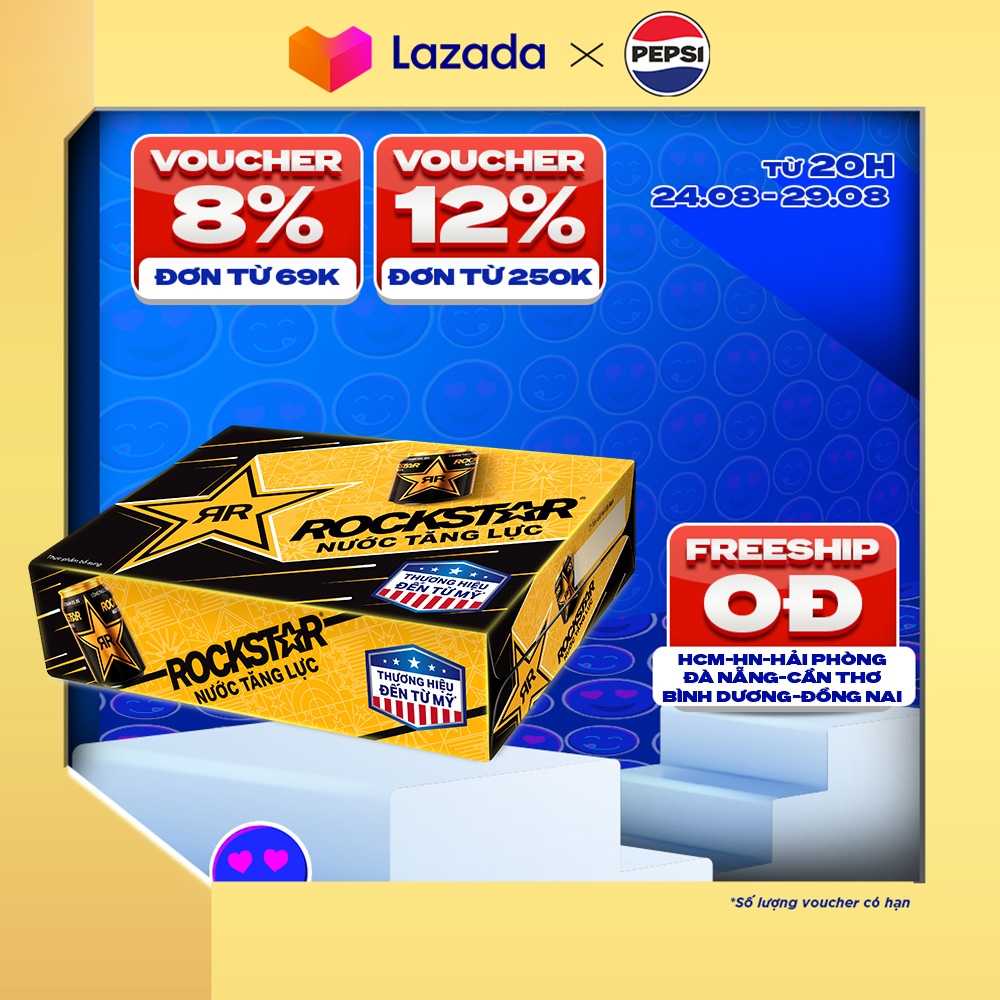 Thùng 24 Lon Nước Tăng Lực Rockstar