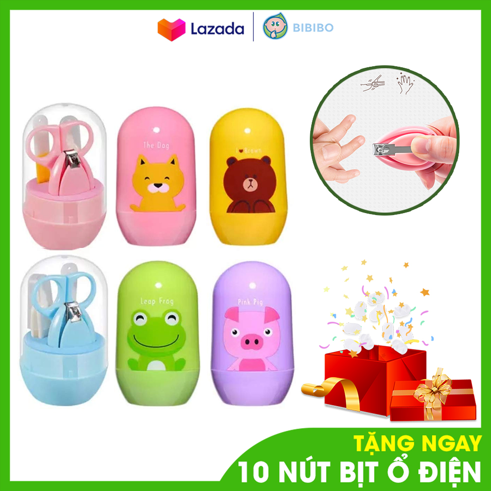 Bộ dụng cụ cắt móng tay tiện lợi 4 món 3bcare B34 chăm sóc bé nhiều màu, không rỉ, kháng khuẩn. Bộ chăm sóc móng cho bé. kiềm cắt móng