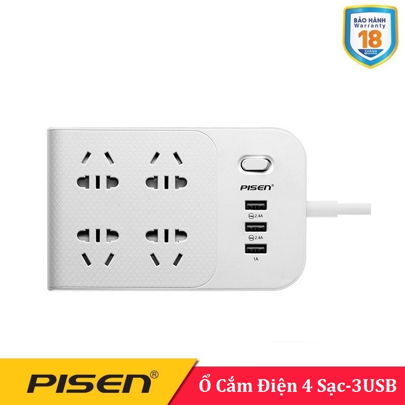 Ổ cắm điện đa năng pisen bh-43 -bh 18 tháng