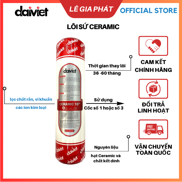 Lõi lọc nước số 3, lõi sứ ceramic - đại việt