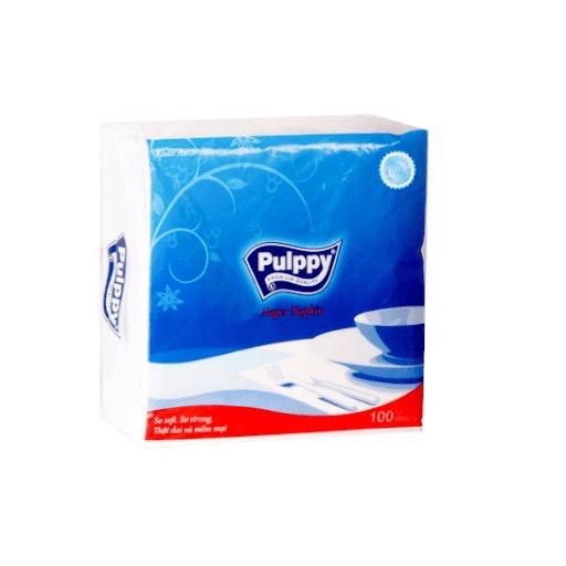 Combo 10 bịch khăn giấy ăn Pulppy napkin vuông 33x33cm (10 bịch/1 bịch 100 tờ)