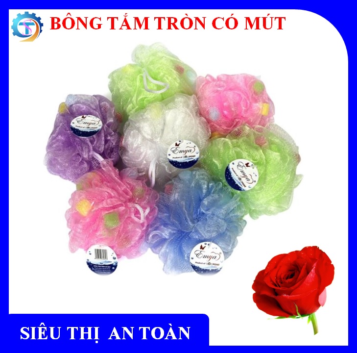 Bông tắm tròn có mút EMYA, mềm mại, tiện ích - Hàng chính hãng