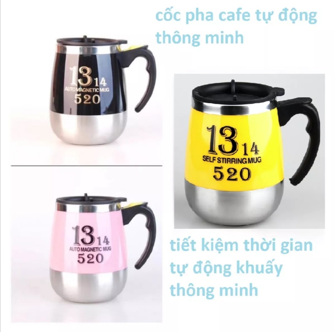 Cốc pha sinh tố cafe tự khuấy, ly pha CAFE tự động. Dung tích 400ml, lõi INOX 304. Sang trọng, bền đẹp. Dùng pin AAA (MI-158)