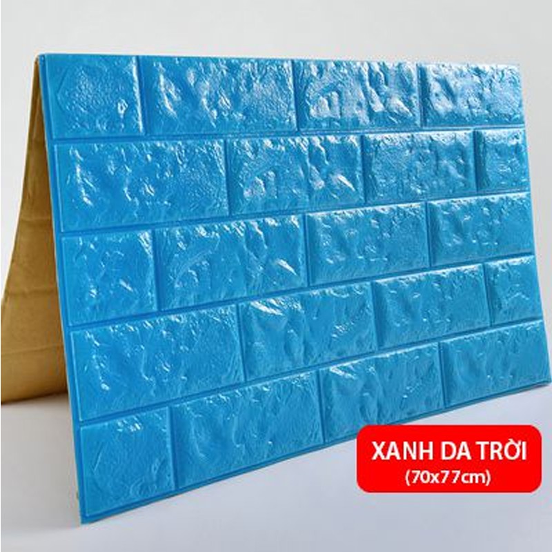 Xốp dán tường 3d 8mm giả gạch màu xanh dương kích thước 70 x 77cm loại 1 cao cấp, cam kết hàng đúng mô tả, chất lượng đảm bảo an toàn đến sức khỏe người sử dụng