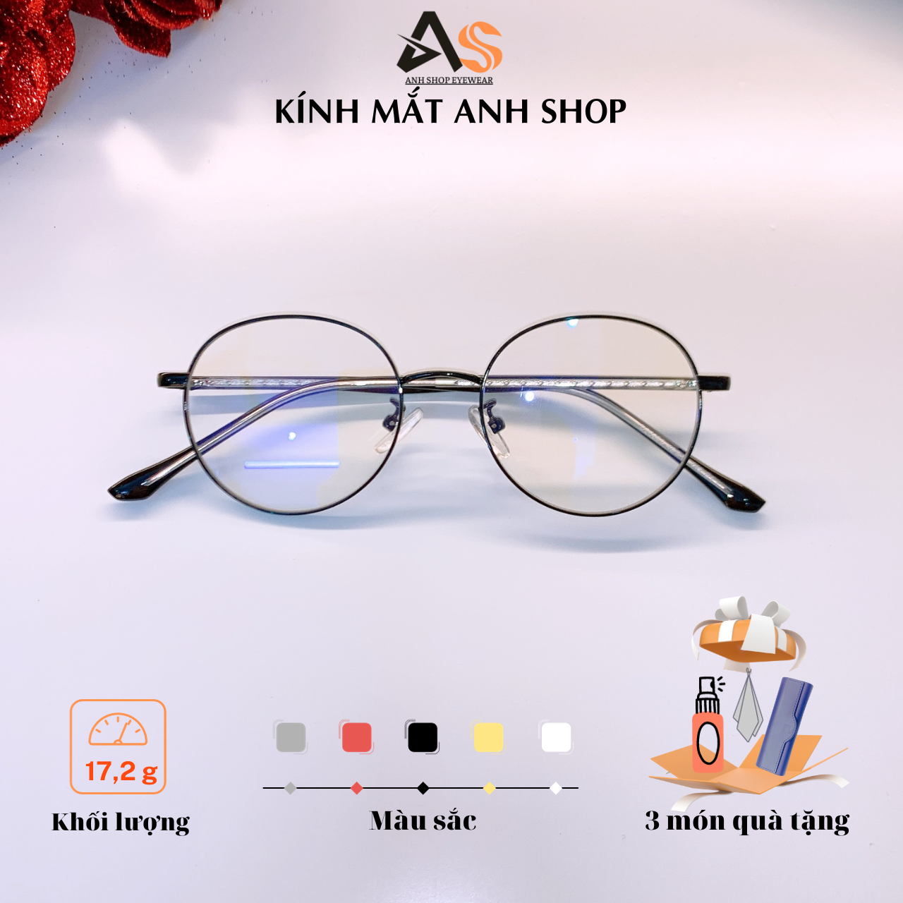 Kính tròn nobita thời trang nam nữ chất liệu kim loại 29258A