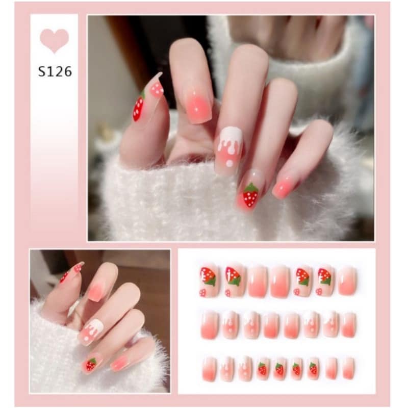 Bộ 24 Móng tay giả , nail giả A113(Tặng kèm keo dán móng tay)