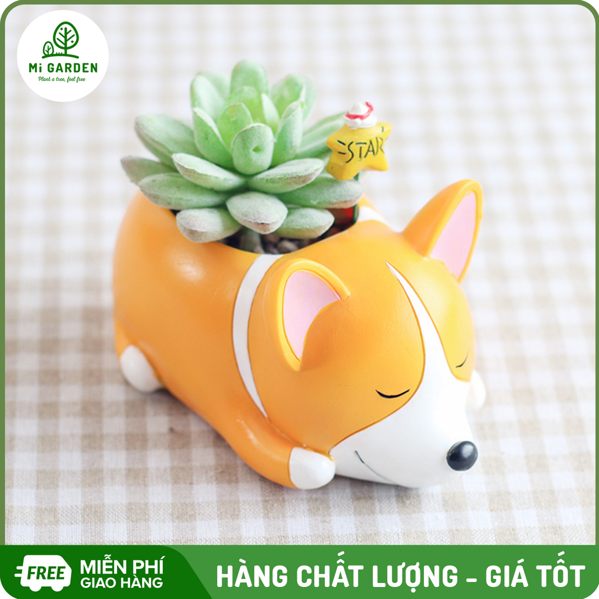 Chậu hình thú trồng cây xương rồng , sen đá , cây cảnh mini các chú chó ngộ nghĩnh, chất liệu Nhựa Composite, chậu cây trang trí, quà tặng - Mi Garden