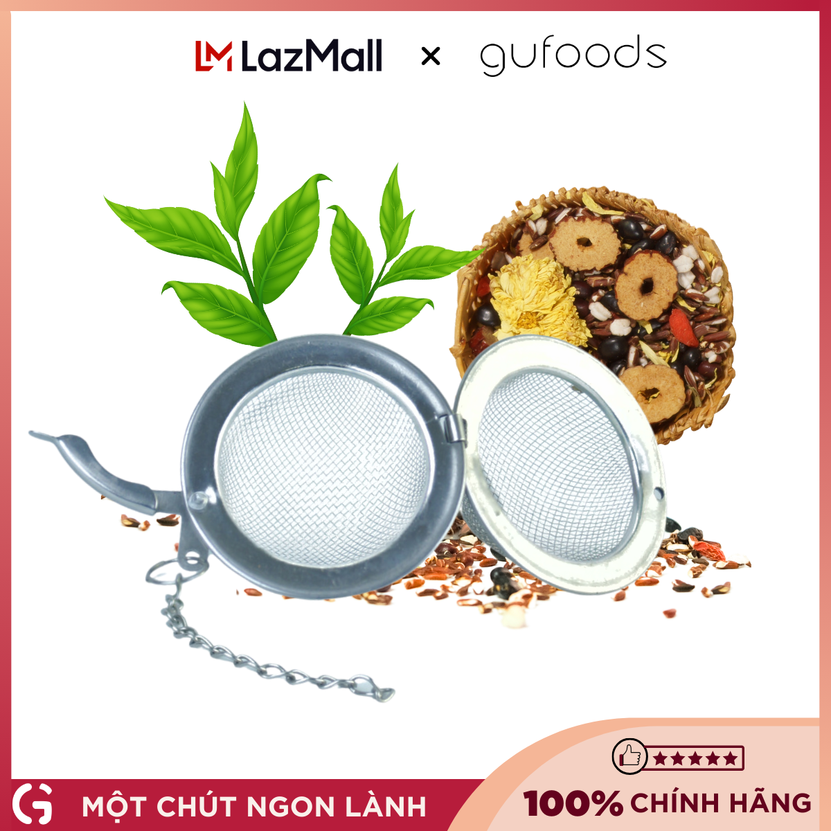 Bóng lưới lọc trà bằng inox GUfoods - Chất liệu bền đẹp, Thân thiện môi trường, Tái sử dụng nhiều lần, Tiện lợi, Sống xanh cùng GU
