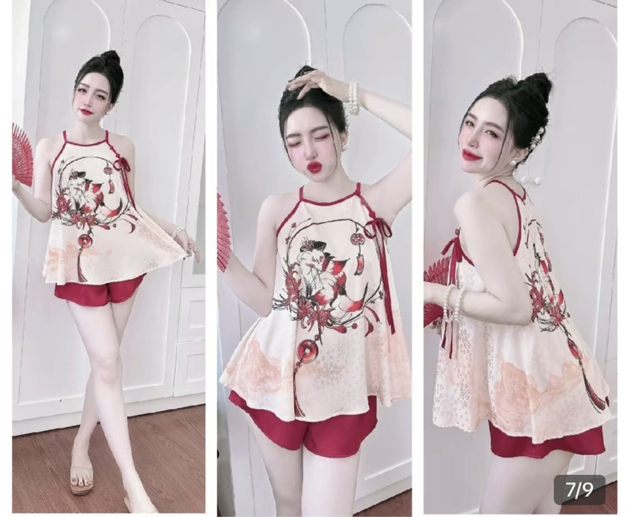 (siêu rẻ-sốc) bộ lụa hàn in hoa cực xinh mùa hè.