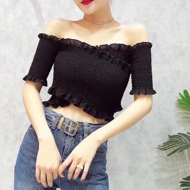 Áo Kiểu Trễ Vai Tay Ngắn Đắp Chéo Hot Trend Hàn Quốc Gợi Cảm TTSLA0278