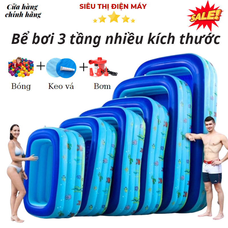 Phao Bơi Cho BéBể Bơi Phao Trong Nhà 3 Tầng Cho Trẻ Em Bể Bơi Cho Bé Dày Dặn Bền Đẹp ĐÁY 2 LỚP CHỐNG TRƯỢT An Toàn