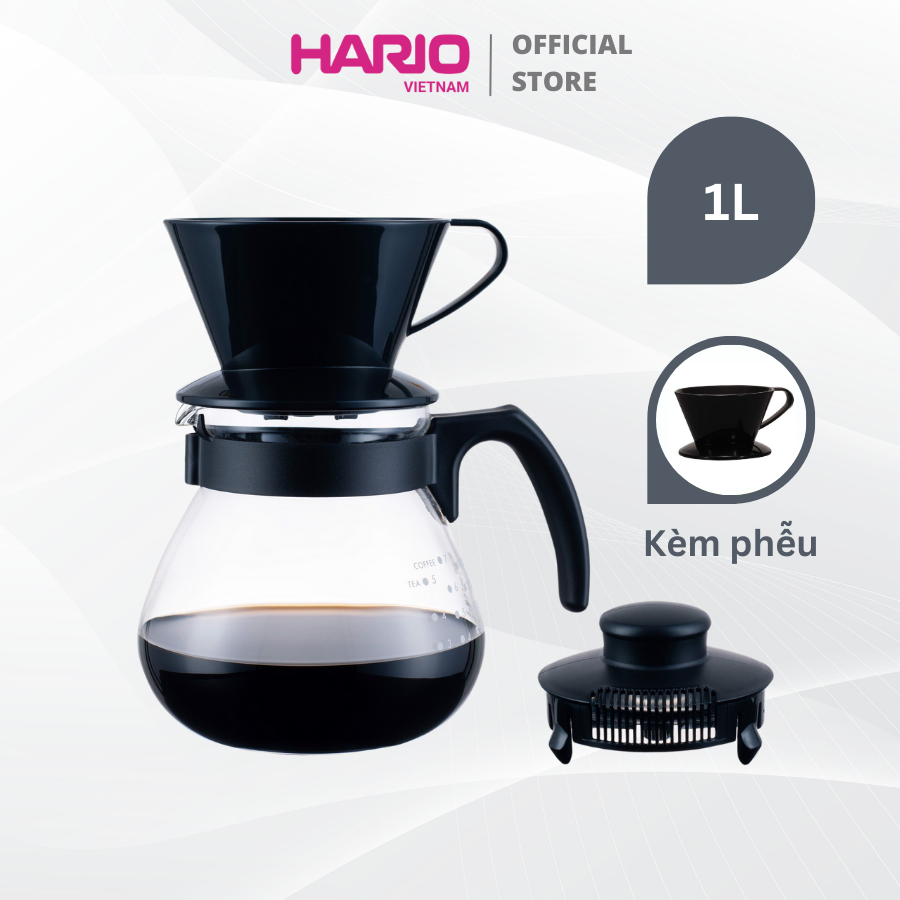 Bộ bình pha cà phê HARIO Teco 1L kèm phễu - "Teco" Dripper Set TCD-100B