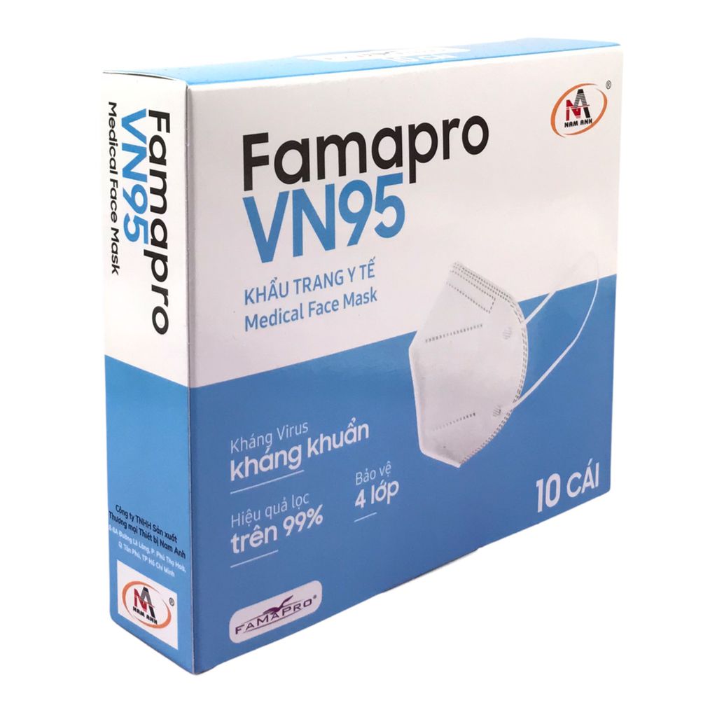 Khẩu trang y tế kháng khuẩn 4 lớp Famapro VN95 Mẫu mới