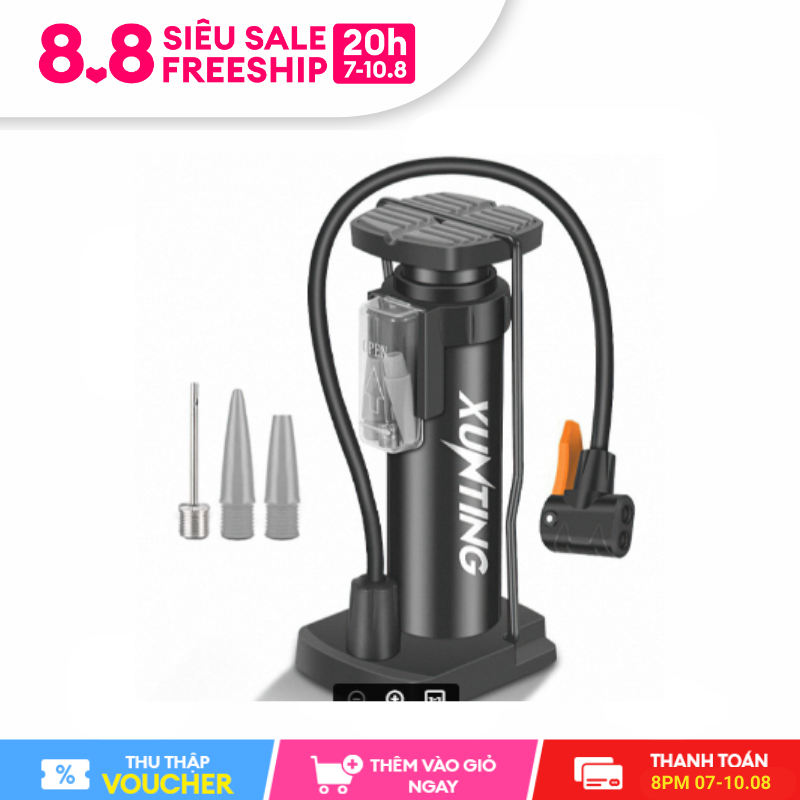 Bơm xe máy xe đạp nhỏ gọn đầu van đa năng Bơm Xe Đạp Áp Suất Cao,bơm xe đạp xe máy Máy bơm di động AV / FV bàn đạp chân máy bơm Phụ kiện xe đạp