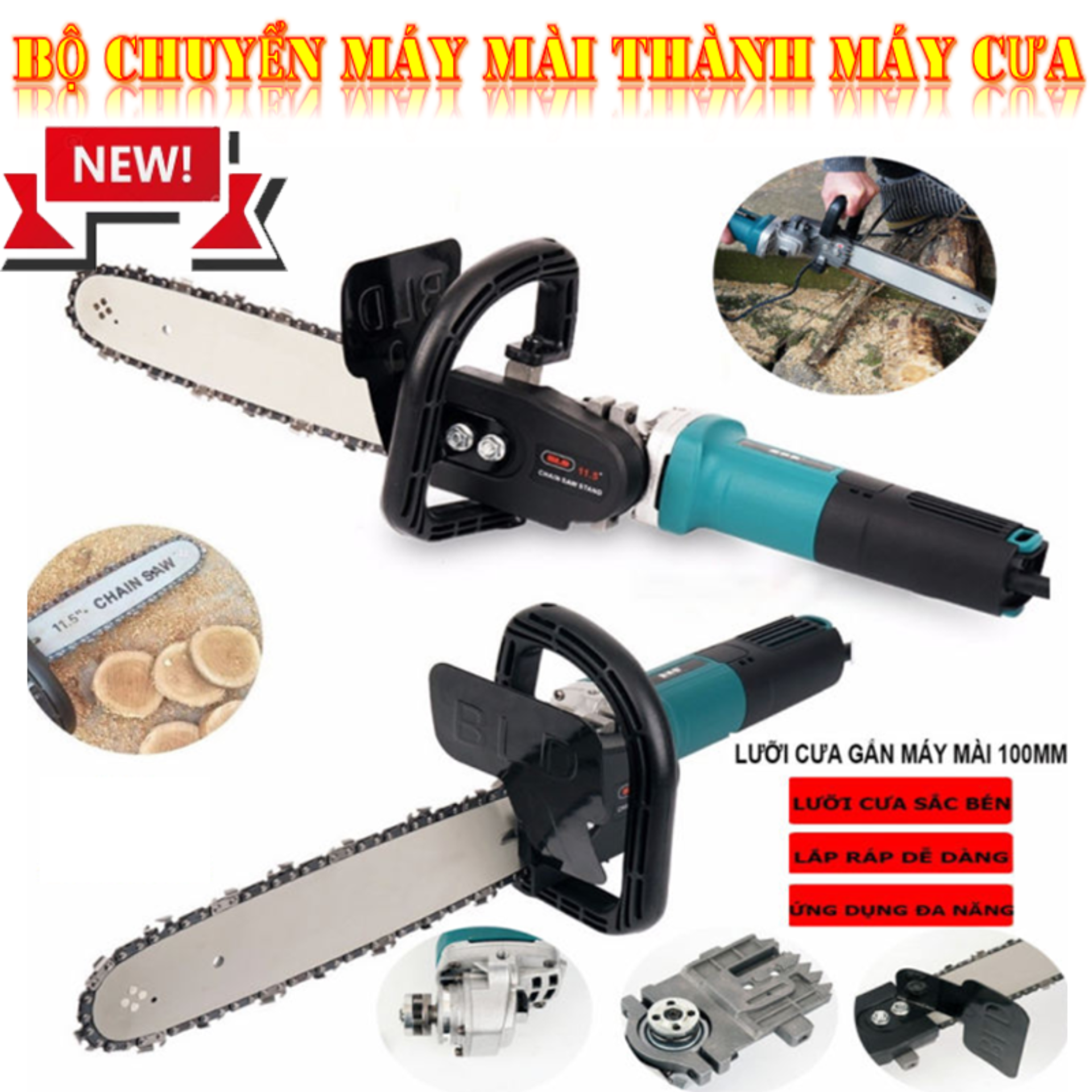 Bàn cưa gỗ mini.bộ chuyển đổi máy mài góc, máy cắt thành máy cưa xích câm tay cắt gỗ rất hiệu quả cho các thợ cưa sẻ chất lượng tốt ,bền