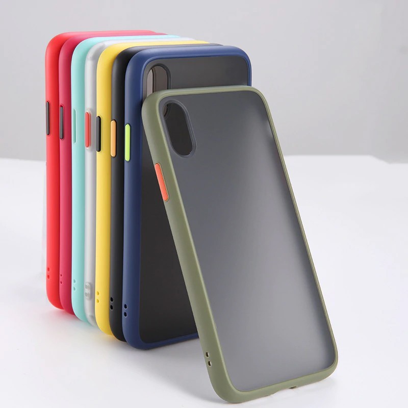 Ốp lưng nhám mờ viền màu iphone x xs xr xs max 6plus 7plus 8plus