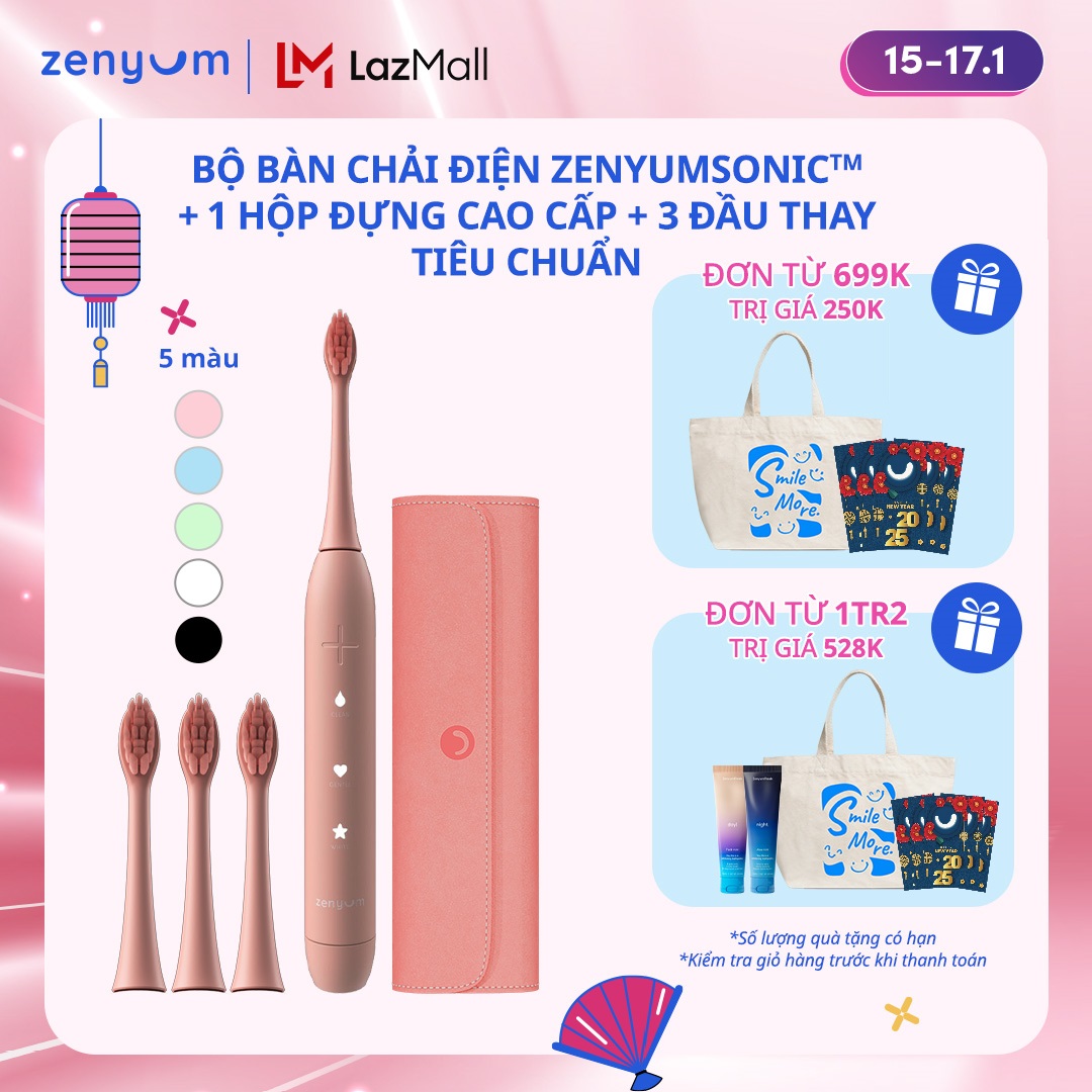 Bộ Bàn Chải Điện Zenyum Sonic phiên bản Du Lịch Tiêu Chuẩn - 1 Bàn Chải + 1 Hộp Đựng + 3 Đầu Thay Bản Chải Thay Thế Phiên Bản Tiêu Chuẩn