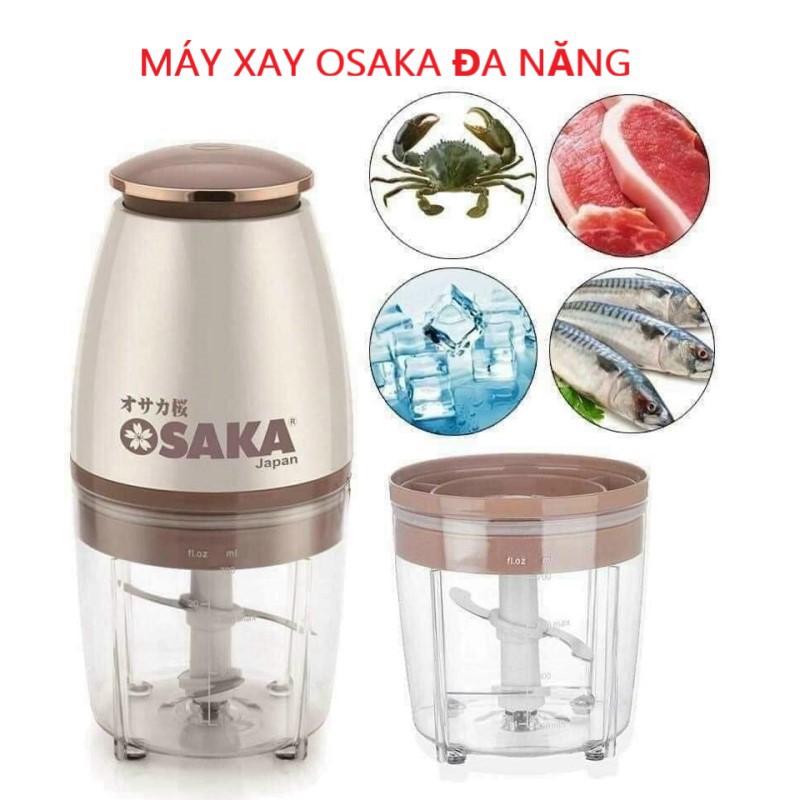 Máy xay đa năng - Máy xay thịt xay đá Osaka Japan đa năng, Nắp Nâu xay thịt cá xay đá chính hãng Osaka mẫu mới bảo hành 12 tháng