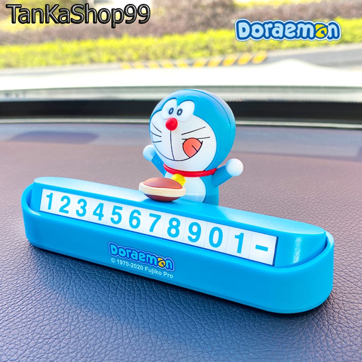 Bảng báo số điện thoại gắn taplo xe ô tô có mô hình doraemon hàng xịn