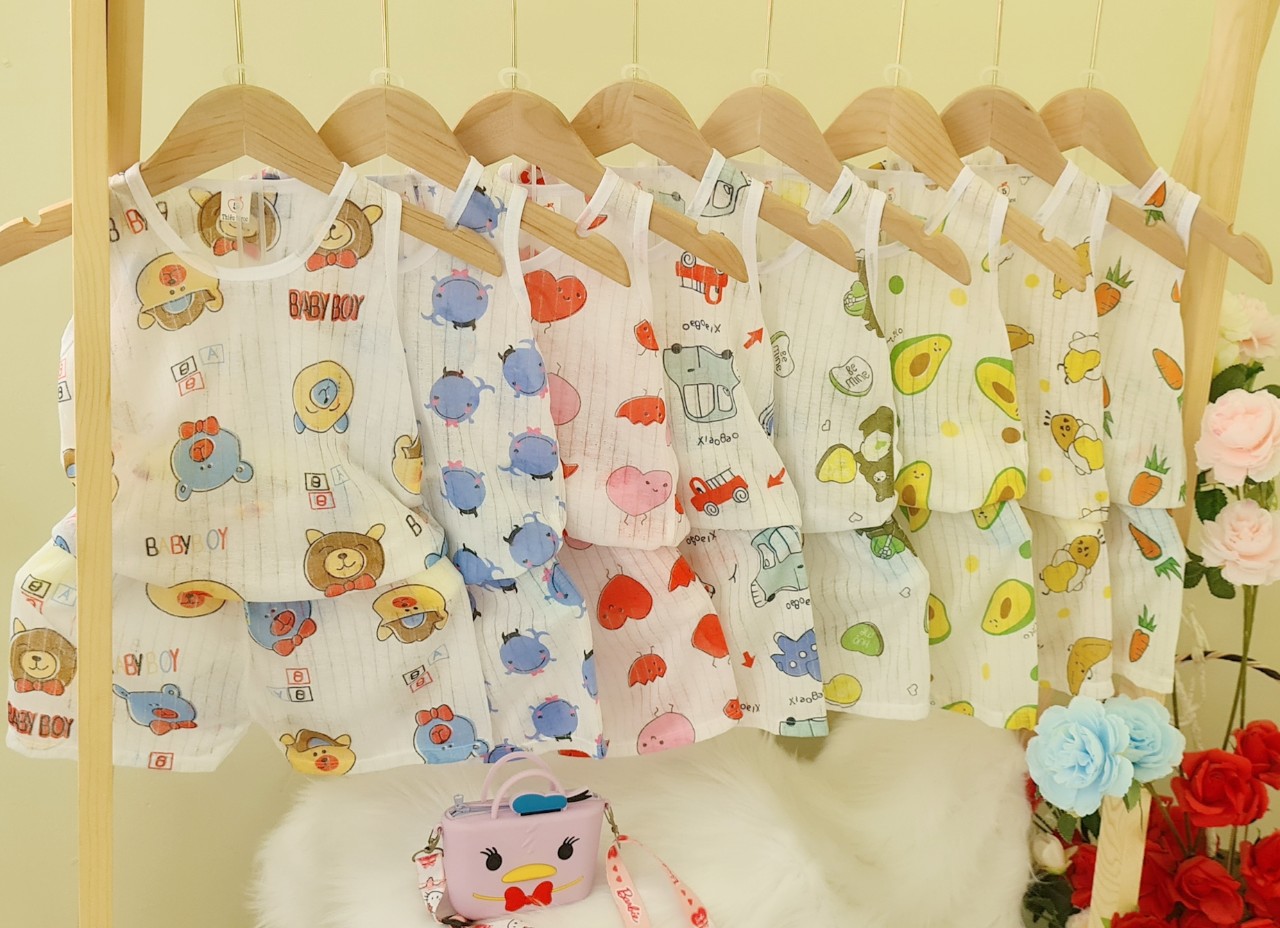 QUẦN ÁO TRẺ EM - Bộ cotton giấy sát nách cho bé từ 3-14kg (HỖ TRỢ PHÍ SHIP)