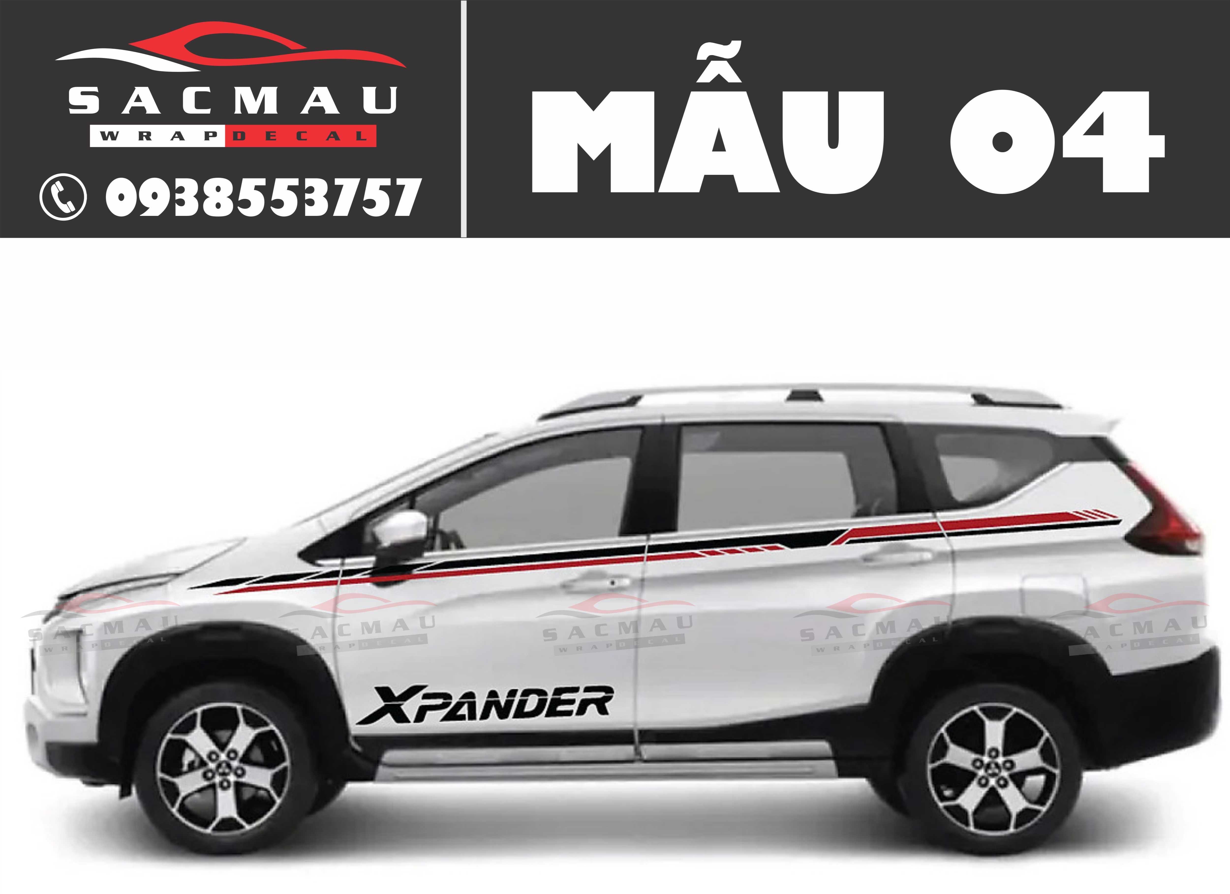 Tem dán xe Mitsubishi Xpander cross, bộ sản phẩm đủ 2 bên ms02