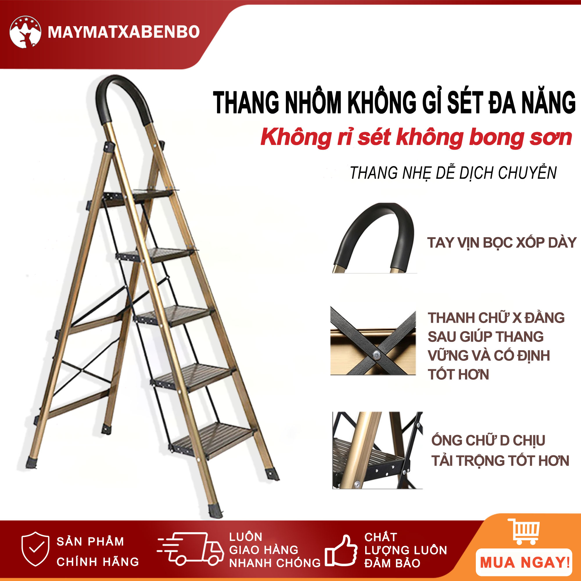 Thang nhôm inox siêu nhẹ gấp gọn thông minh， thang gấp thông minh 3-7 bậc，thiết kế hình chữ x + chống rung lắc