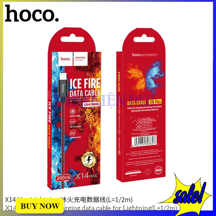 Dây cáp sạc lightning hoco x14 - bảo hành 6 tháng