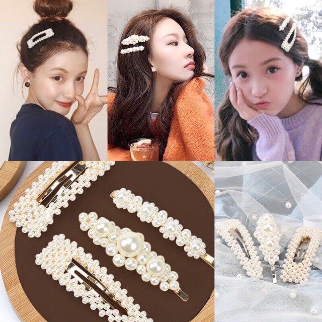 Set 4 kẹp tóc ngọc trai