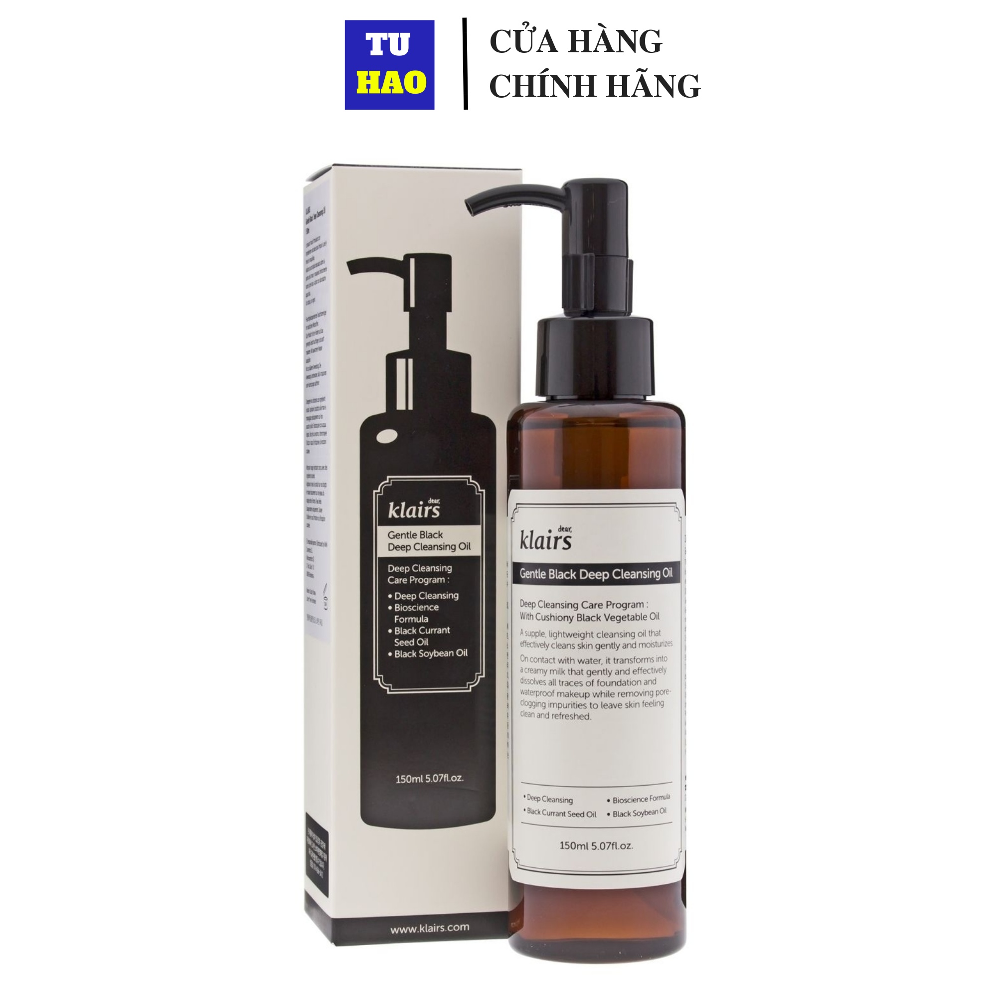 Dầu Tẩy Trang Dear Klairs Làm Sạch Và Dưỡng Ẩm Gentle Black Deep 150ml