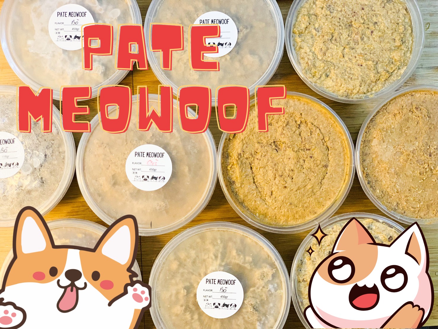 450gr pate tươi meowoof dành cho chó mèo đủ vị