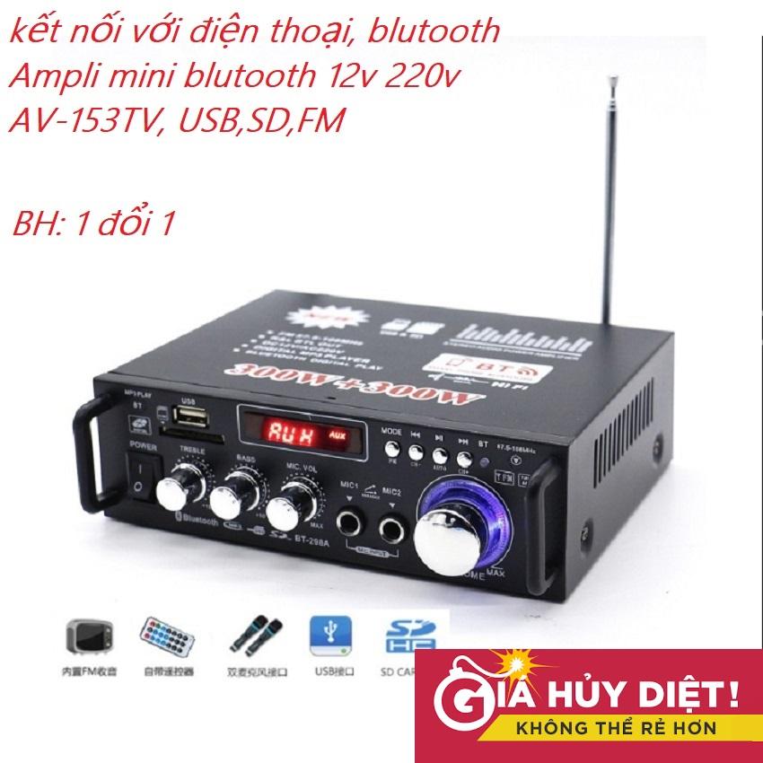 Âm ly giá rẻ - Amly công nghệ Nhật Bản - Amly Mini Bluetooth BT-298A đa chức năng, thiết kế tinh tế, chống rú, rít, âm thanh chuẩn - Bảo hành lỗi 1 đổi 1