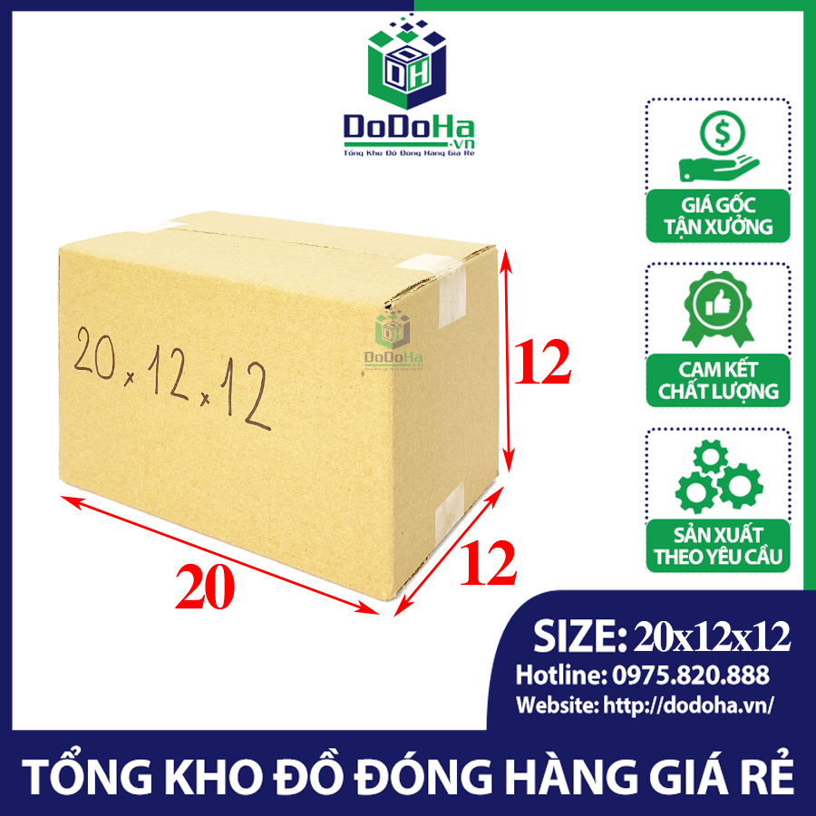 20x12x12 Hộp Giấy Shipcod Đóng Hàng Gia Dụng Cứng Cáp Giá Sỉ Ship Hỏa Tốc / 1 Hộp - Bao Bì Carton Dodoha