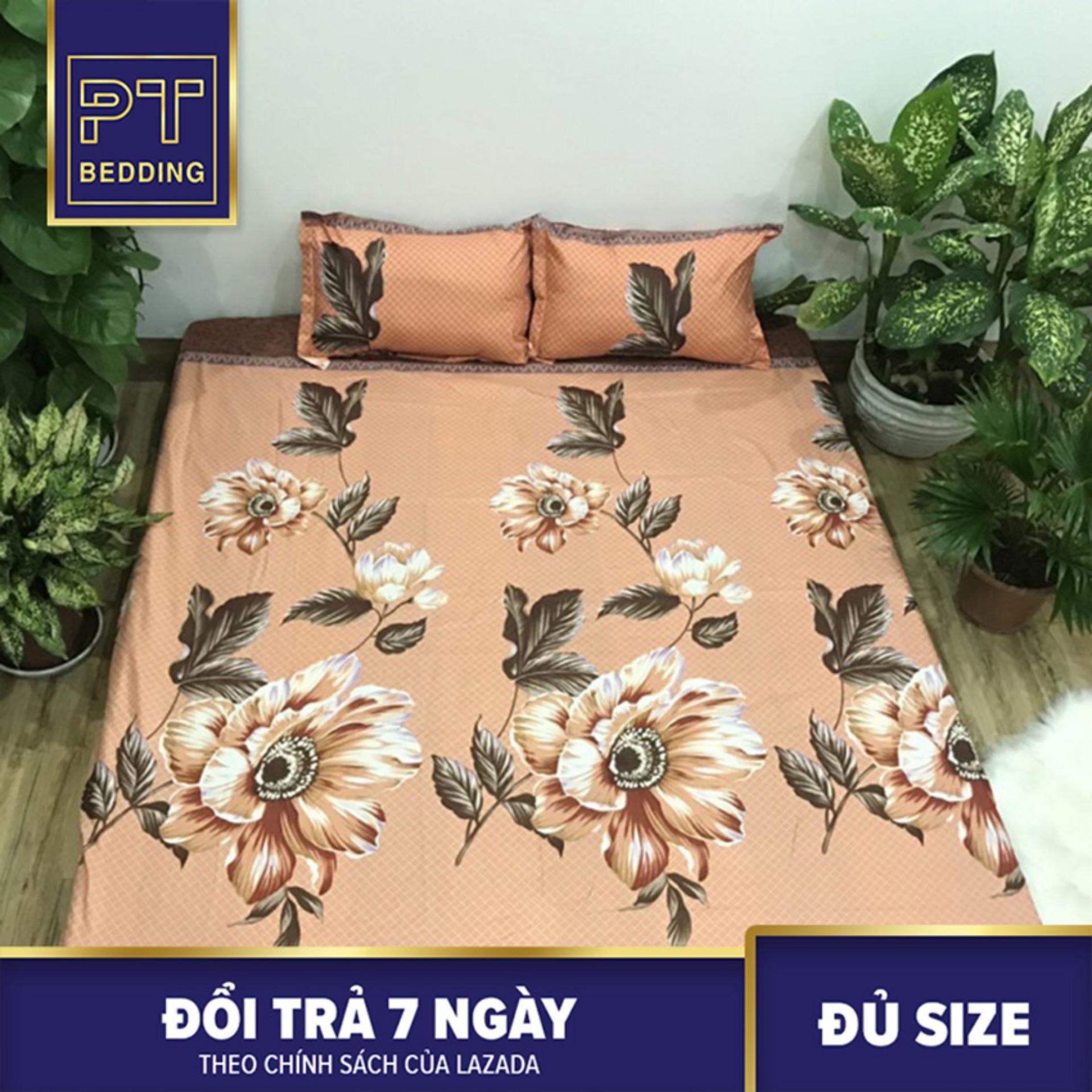 Bộ ga gối - Set ga gối - Ga chun bọc và 2 vỏ gối Cam  Họa Tiết  Hoa SGG5