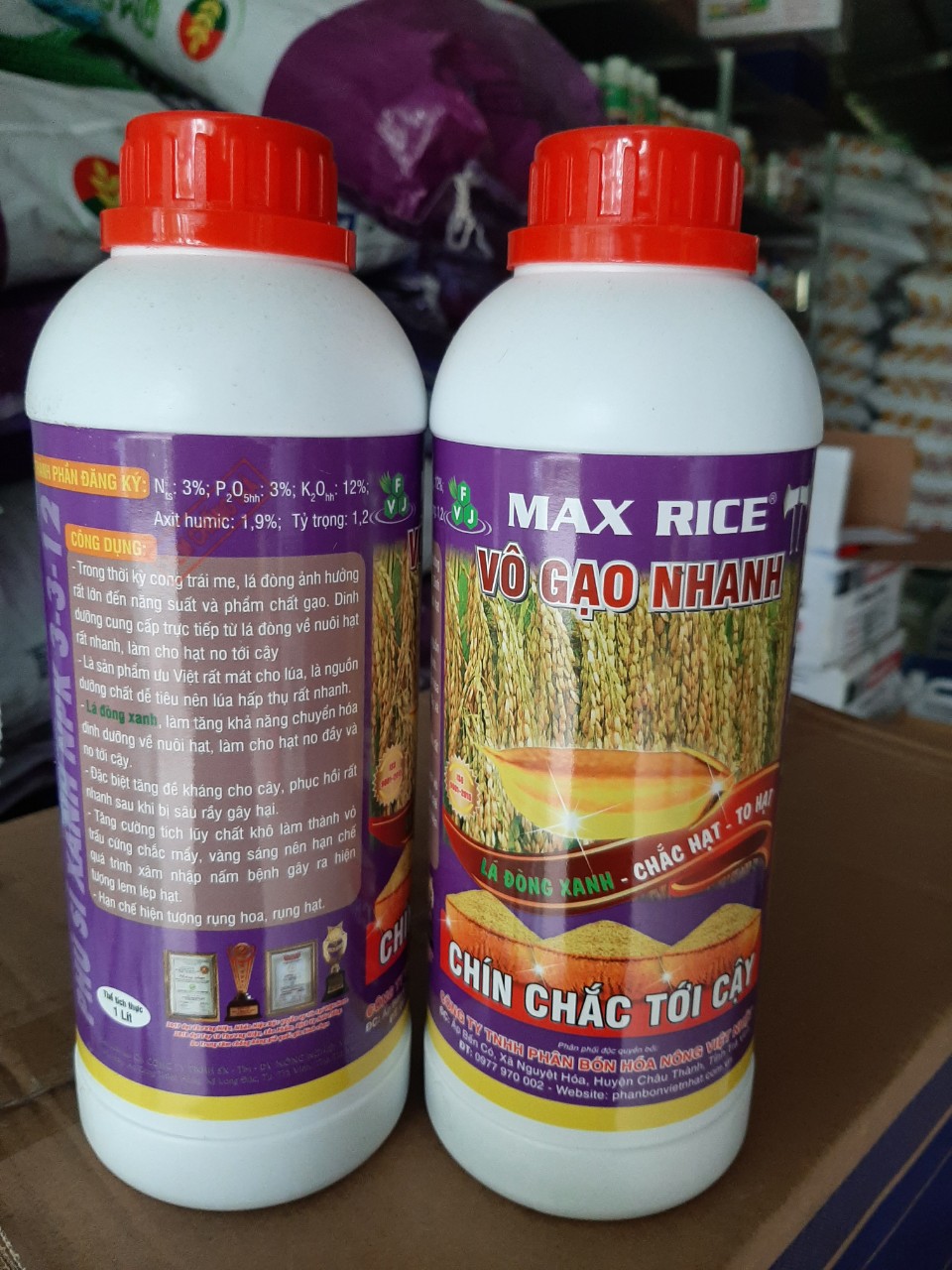 [TRUNG THIEN THINH] Phân bón lá VÔ GẠO NHANH giúp lúa, nếp chín chắc tới cậy, lá đòng xanh, chắc hạt, to hạt chai 1 lít