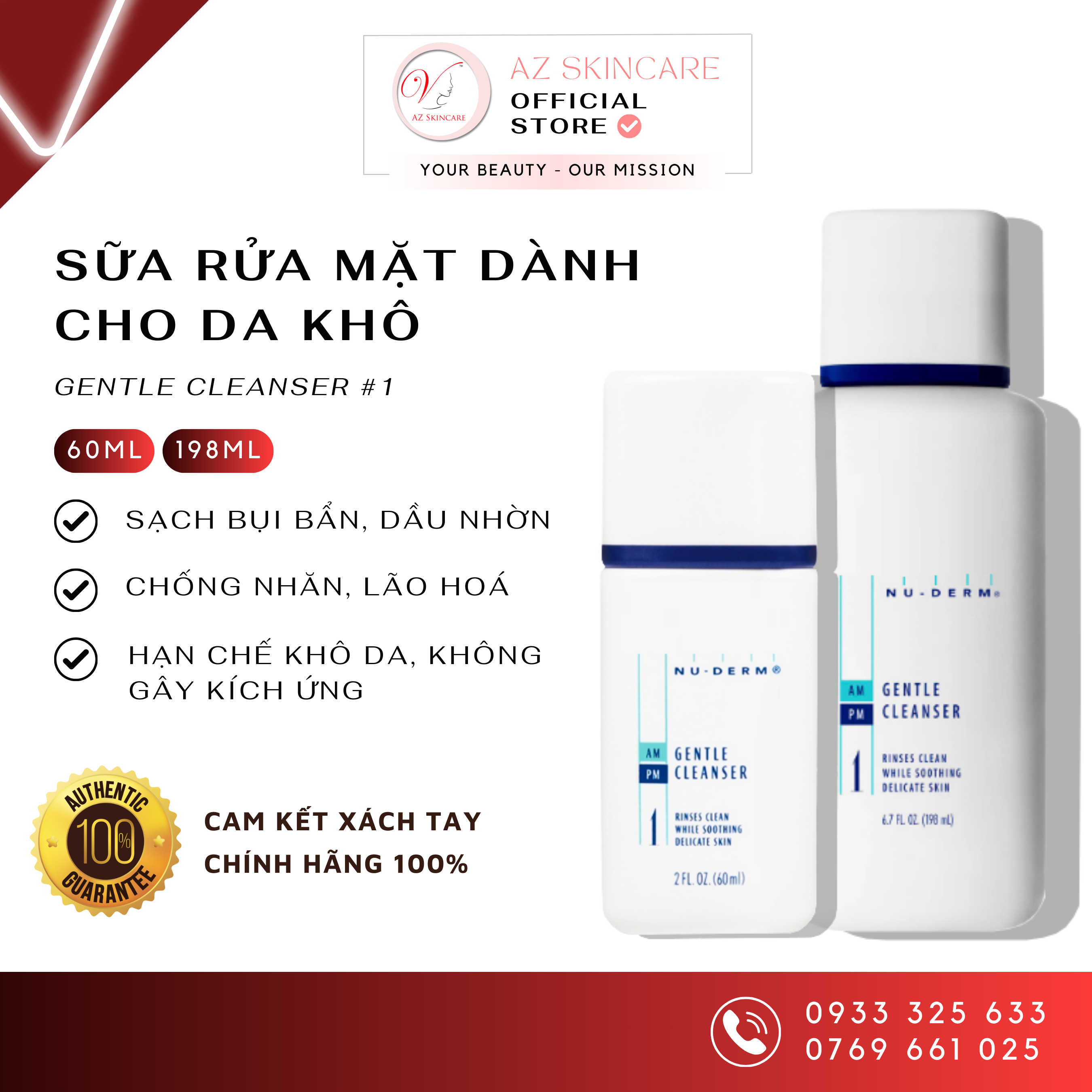 Sữa rửa mặt cho da khô gentle cleanser #1