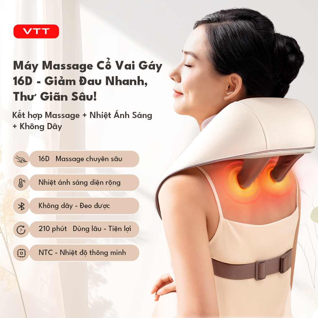 Vtt R8 16D Neck and Shoulder Massager - Infrared Heat 4800mm² - Human Hand Simulation Technology Giá  844,000 Đồng*Miễn phí vận chuyển