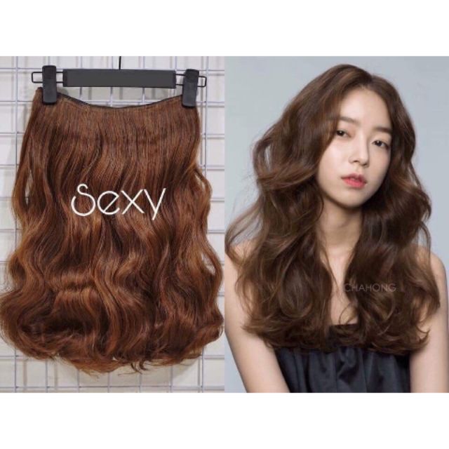 Tóc giả nữ kẹp 😋freeship😋 tóc giả kẹp xoăn dợn lửng 45cm v40