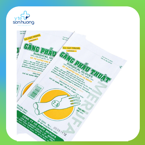 Găng tay phẫu thuật tiệt trùng Merufa Size 6.5, 7 , 7.5 - Combo 10 đôi
