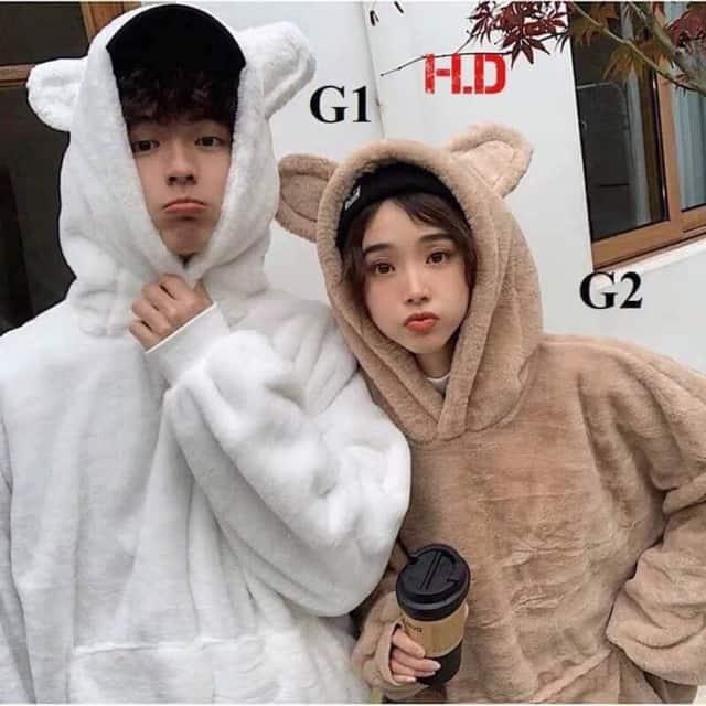 Áo hoodie Lông Có Tai Thời Trang Thu đông Nam &Nữ