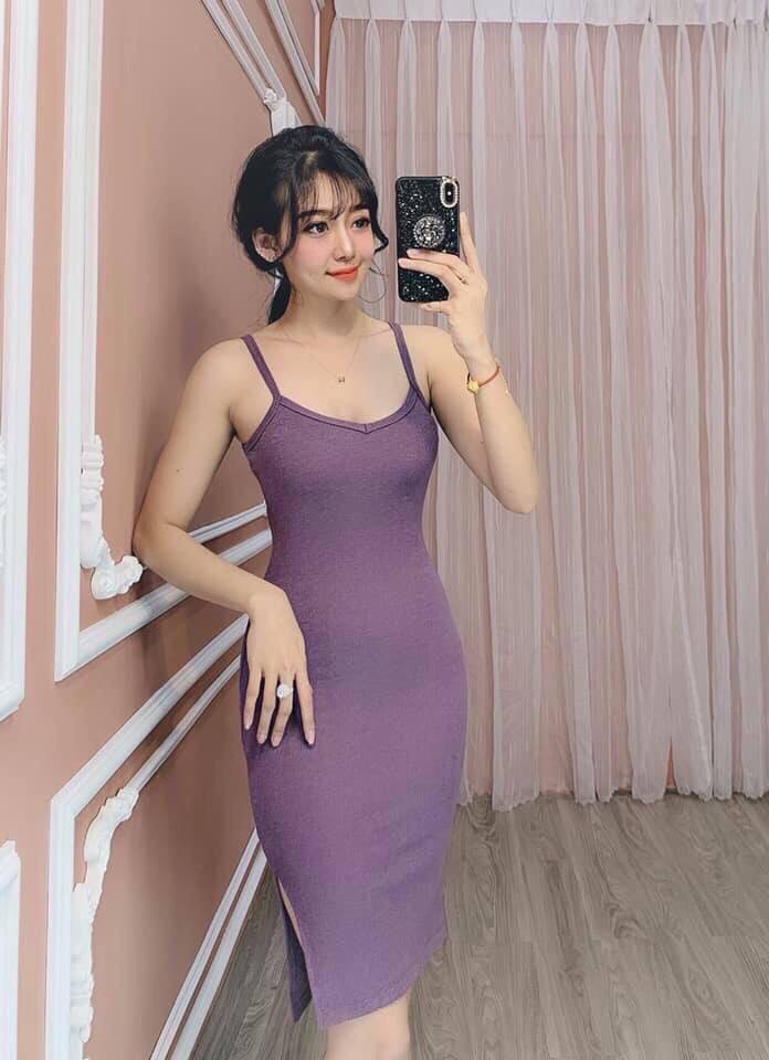Váy 2 dây body len tăm
