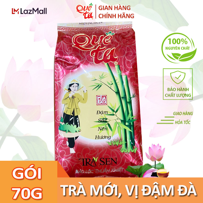 Trà sen Quê Ta gói 70g, uống trà ướp hoa sen giúp ngủ ngon, giảm cân hiệu quả