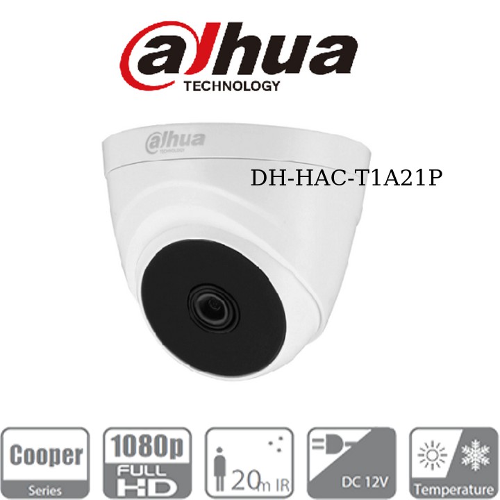 Mắt camera hồng ngoại dahua dh-hac-t1a21p , độ phân giải 2.0mp- hàng chính hãng - mắt camera dahua dome t1a21p