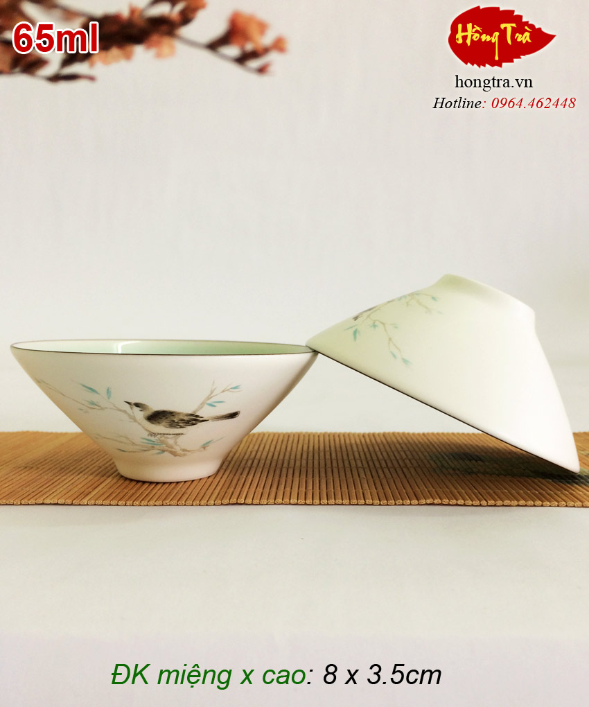Chén sứ nón vẽ tay CS53