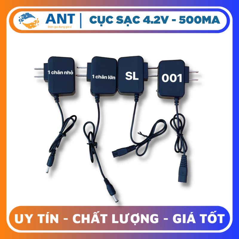 Cục sạc đèn pin đội đầu 1 chân và 2 chân, adapter sạc 3.7V/4.2V dành cho đèn pin, đèn pin đội đầu
