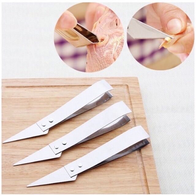 Nhíp nhổ lông gà kèm dao tỉa, cạo móng giò đa năng