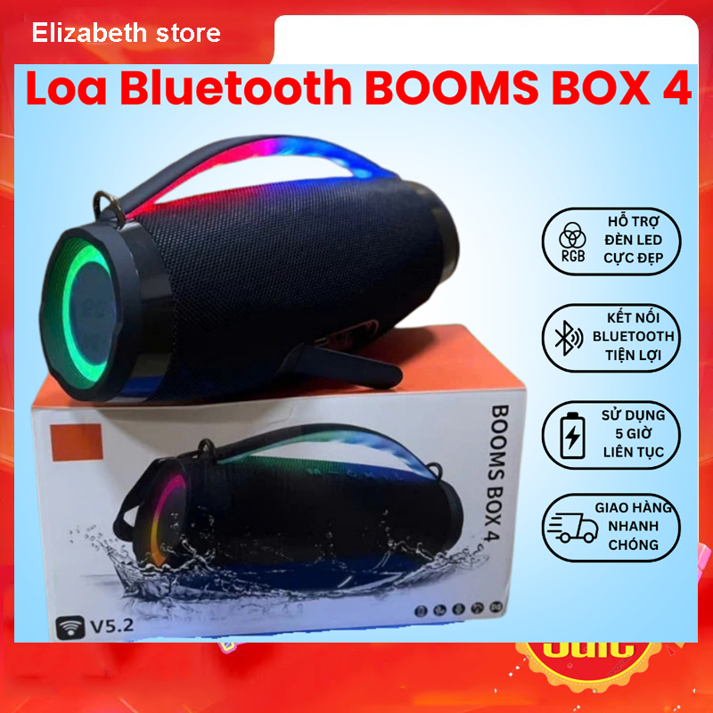    MỚI NHẤT 2025   Loa Bluetooth BOOMBOX 4 có led Công Suất Lớn  Bass Cực Hay Âm Thanh Hoàn Hảo  kết nối bluetooth 5.3,cổng aux 3.5.BH 12 THÁNG 